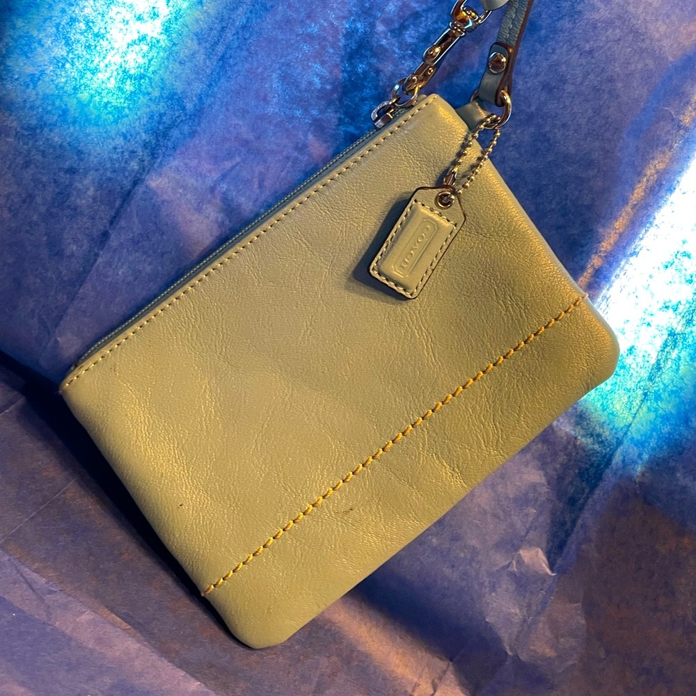 Coach’s Vintage Baby Blue Genuine Leather Wristlet